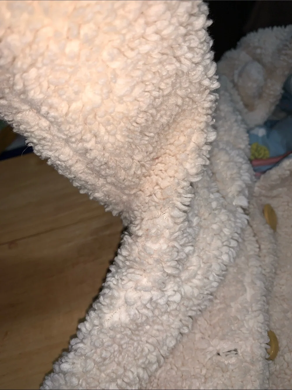 Baby Boden Cream Sherpa Hooded Puffer with Bear-Ear Hood